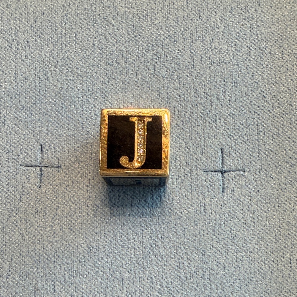 Gold and Black Initial 'J' Big Bead